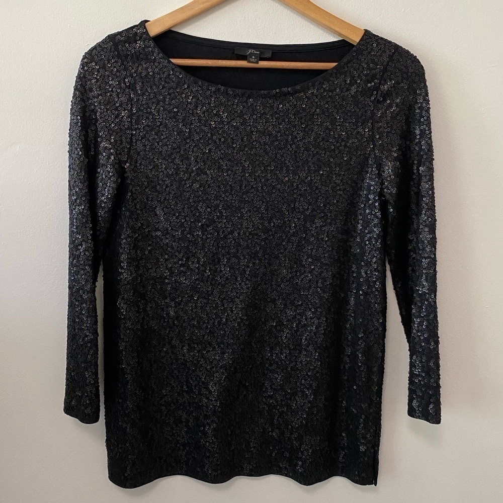 J. Crew Black Sequin Satin top